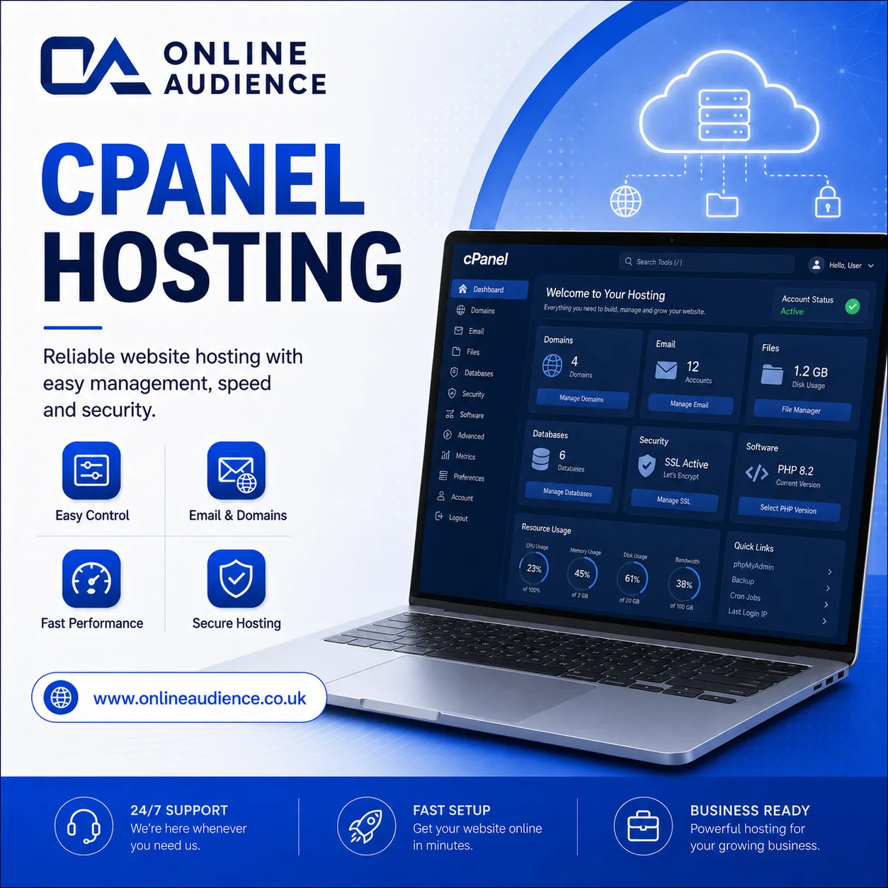 Everything customers expect from hosting in one dashboard.